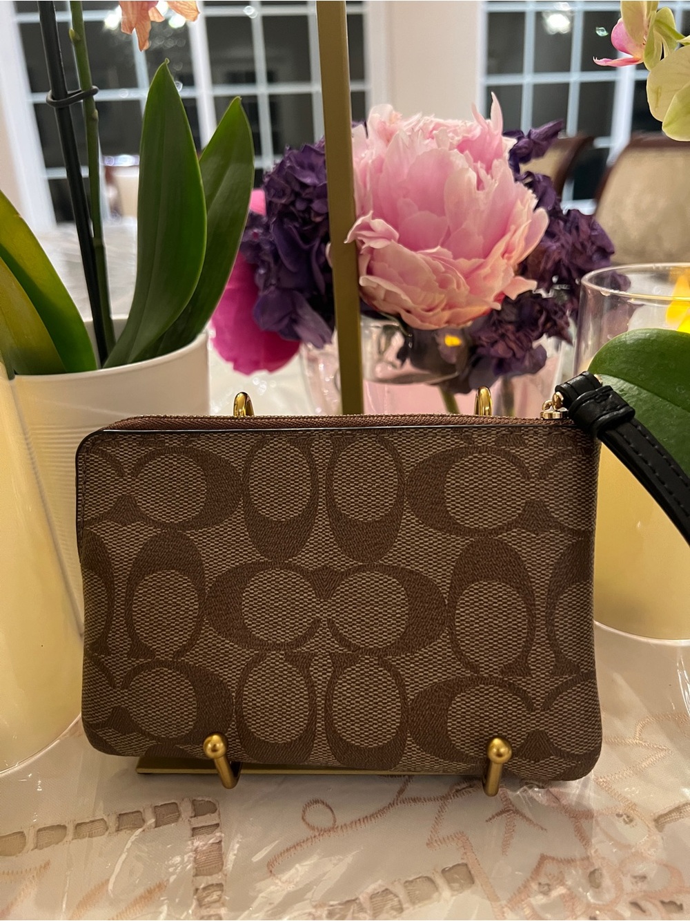 Coach Brown Wristlet with Black Interior and Gold Hardware - Picture 3 of 7